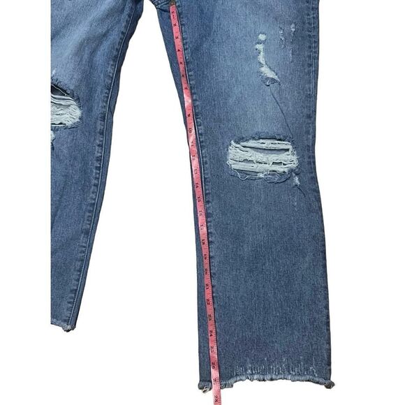 Flying monkey high rise straight raw hem button fly demin distressed jeans 9(29) - Picture 8 of 10